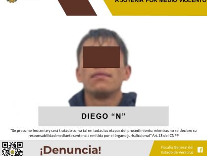 Detenido como presunto responsable del delito de robo a joyería en Xalapa
