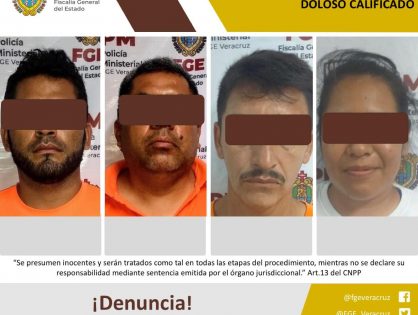 Fiscalía Regional de Coatzacoalcos detiene a 4 presuntos responsables de homicidio doloso