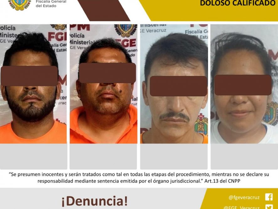 Fiscalía Regional de Coatzacoalcos detiene a 4 presuntos responsables de homicidio doloso