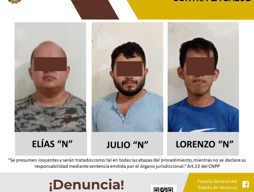 Procede imputación de tres personas por delito contra la salud en Papantla