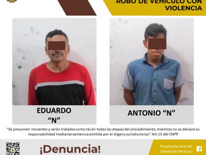 Imputados por el presunto delito de robo de vehículo con violencia en Xalapa