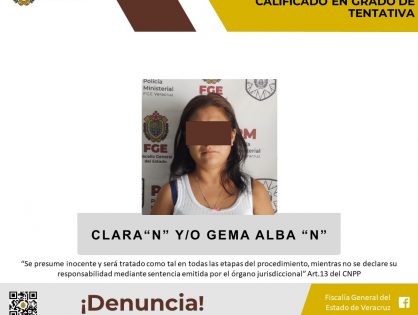 Vinculada a proceso como presunta responsable del delito de homicidio calificado en grado de tentativa