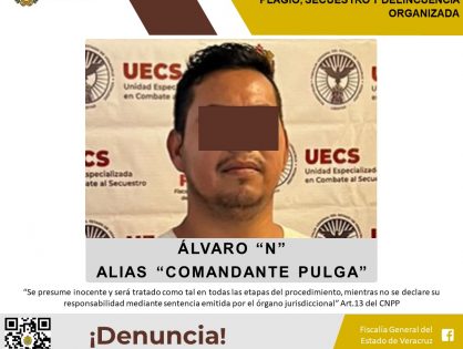 Detenido como presunto responsable de los delitos de privación ilegal de la libertad en su modalidad de plagio, secuestro y delincuencia organizada