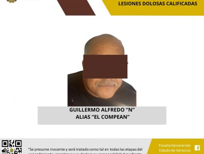 Detenido como presunto responsable de los delitos de homicidio doloso calificado y lesiones dolosas calificadas