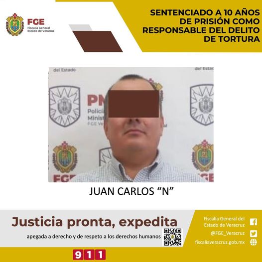 SENTENCIADO JUAN CARLOS “N”, EX FUNCIONARIO DE LA FGE, A 10 AÑOS DE PRISIÓN POR EL DELITO DE TORTURA