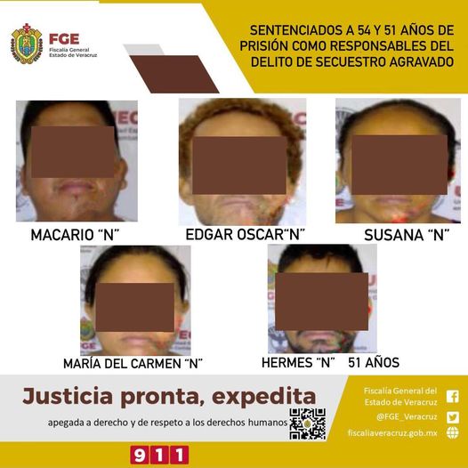 Sentenciados a 54 y 51 años de prisión como responsables del delito de secuestro agravado