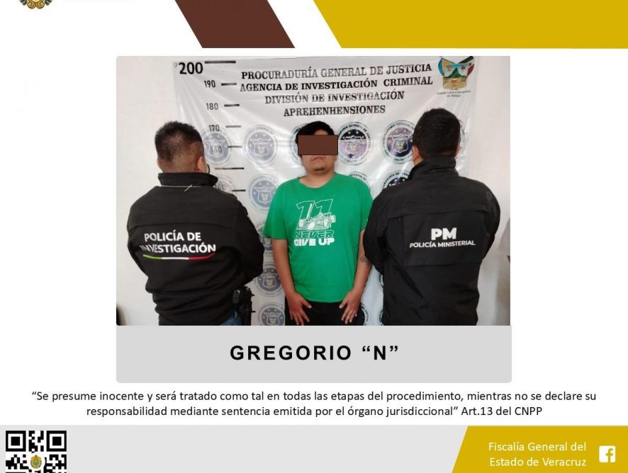 FGE INFORMA DETENCIÓN DE GREGORIO “N”, PRESUNTO RESPONSABLE DEL FEMINICIDIO DE NORIKO DALLANA EN COATZACOALCOS