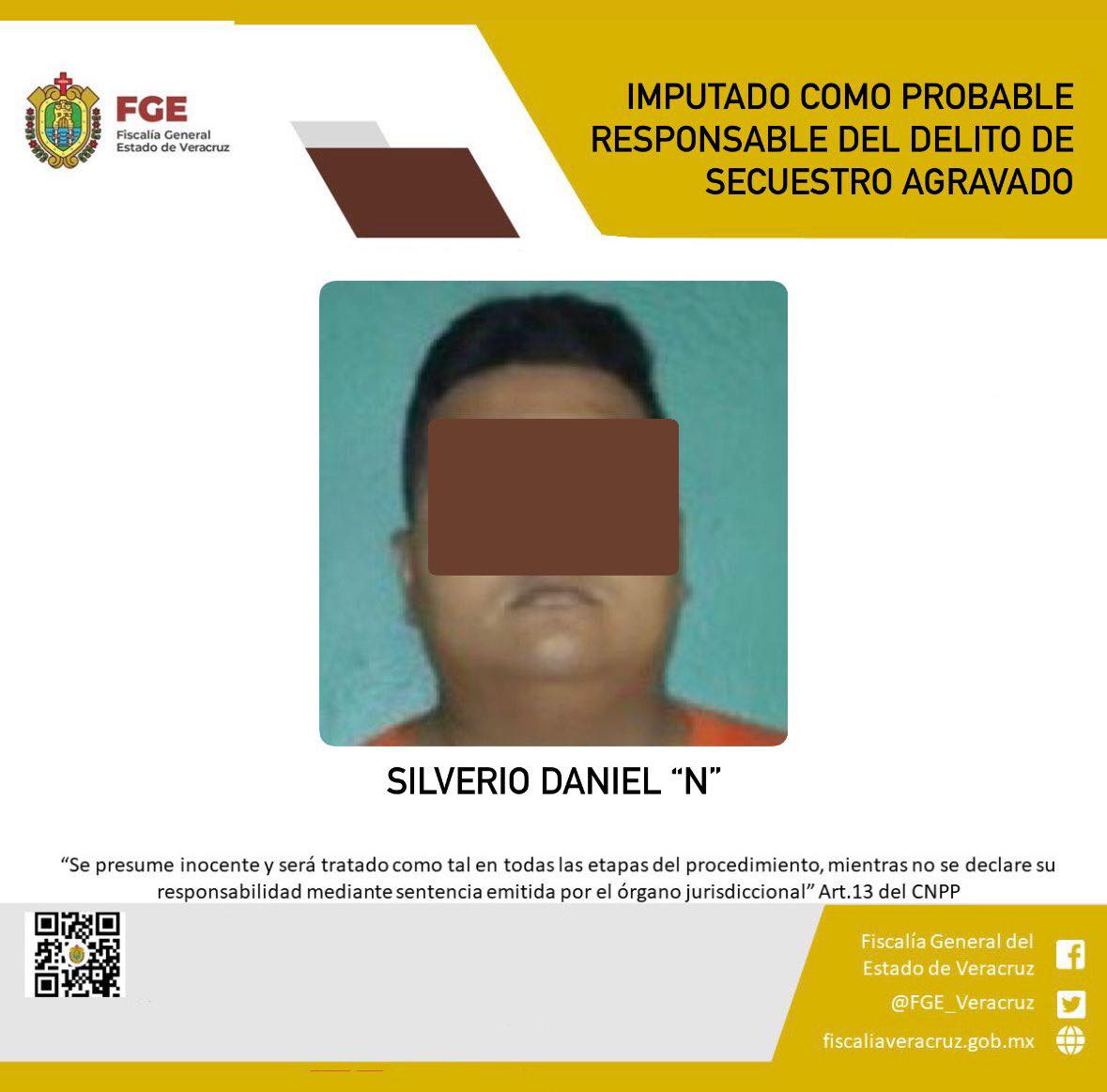 IMPUTADO COMO PROBABLE RESPONSABLE DEL DELITO DE SECUESTRO AGRAVADO EN POZA RICA