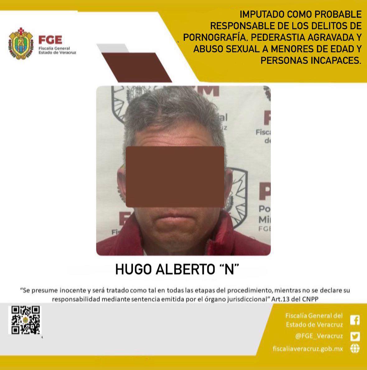 PRISIÓN PREVENTIVA EN CONTRA DE HUGO ALBERTO “N” COMO PROBABLE RESPONSABLE DE LOS DELITOS DE PORNOGRAFÍA, PEDERASTIA AGRAVADA Y ABUSO SEXUAL A MENORES DE EDAD Y PERSONAS INCAPACES.