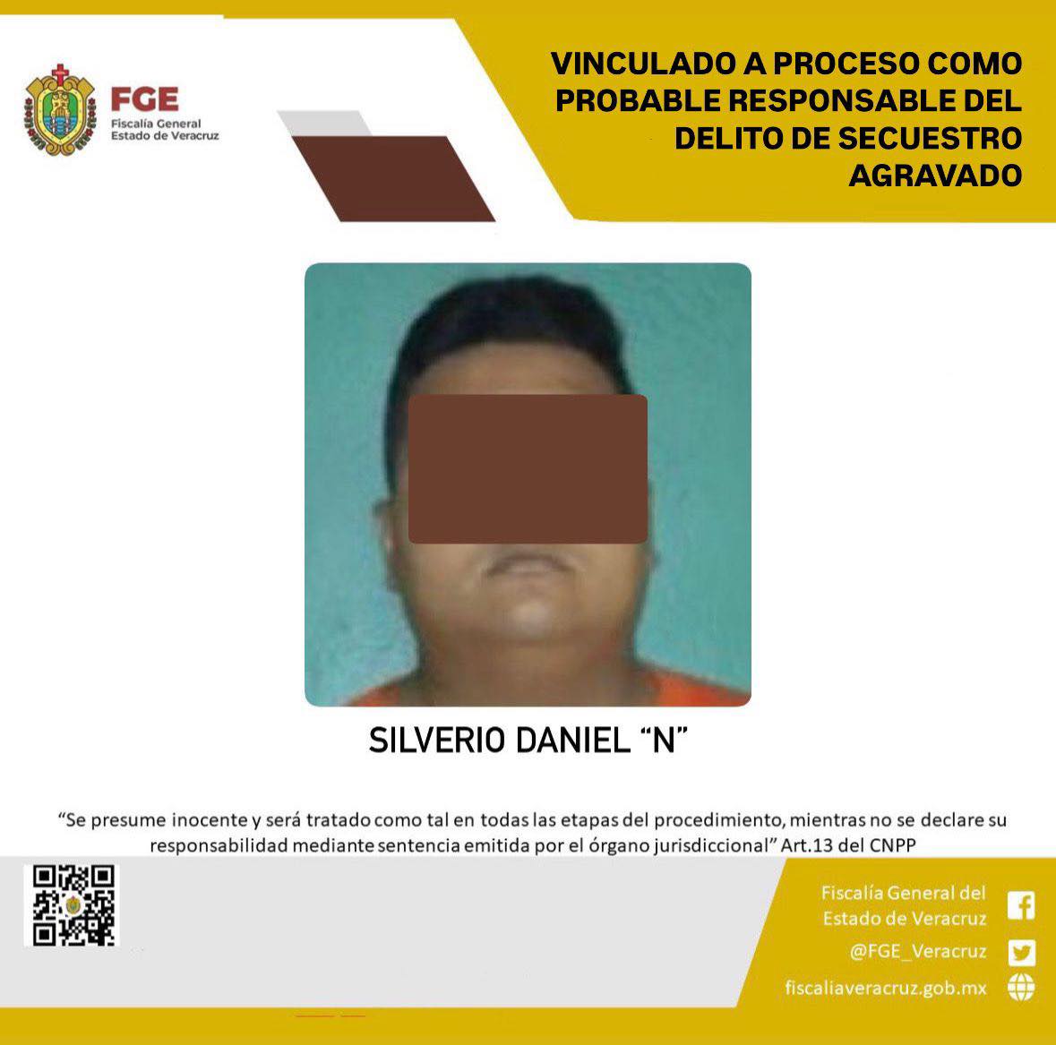 VINCULADO A PROCESO COMO PROBABLE RESPONSABLE DEL DELITO DE SECUESTRO AGRAVADO EN POZA RICA