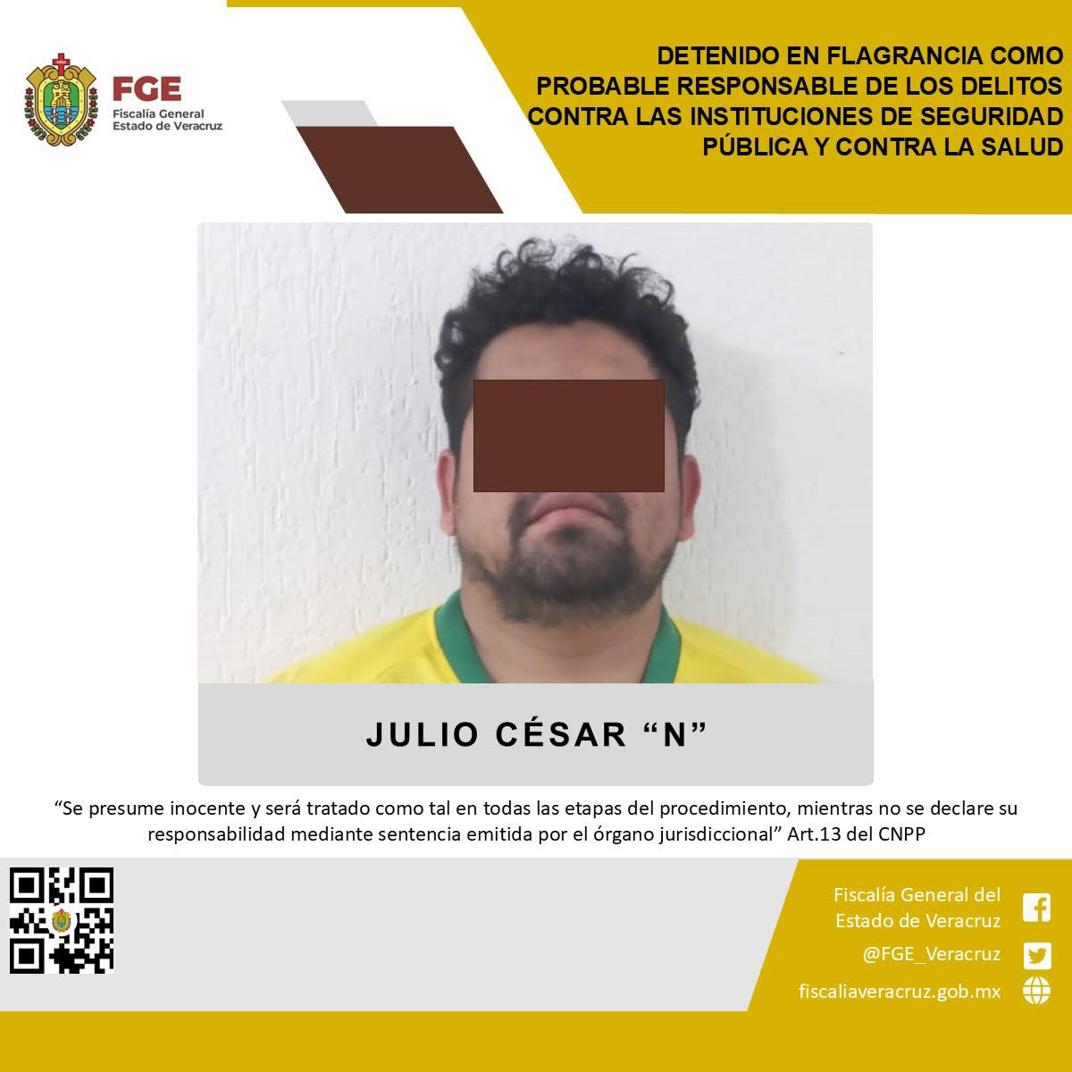 DETENIDO COMO PROBABLE RESPONSABLE DE LOS DELITOS CONTRA LAS INSTITUCIONES DE SEGURIDAD PÚBLICA Y CONTRA LA SALUD.