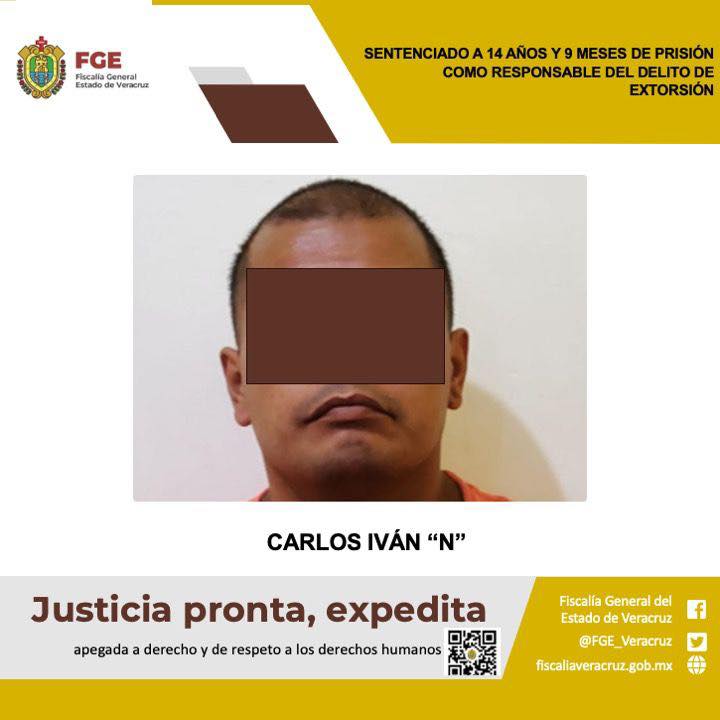 Sentenciado a 14 años y 9 meses de prisión como responsable del delito de extorsión