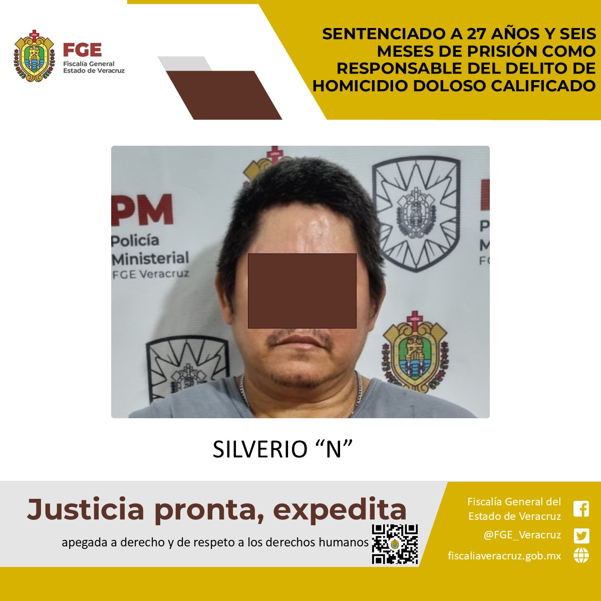 Sentenciado a 27 años y seis meses de prisión como responsable del delito de homicidio doloso calificado