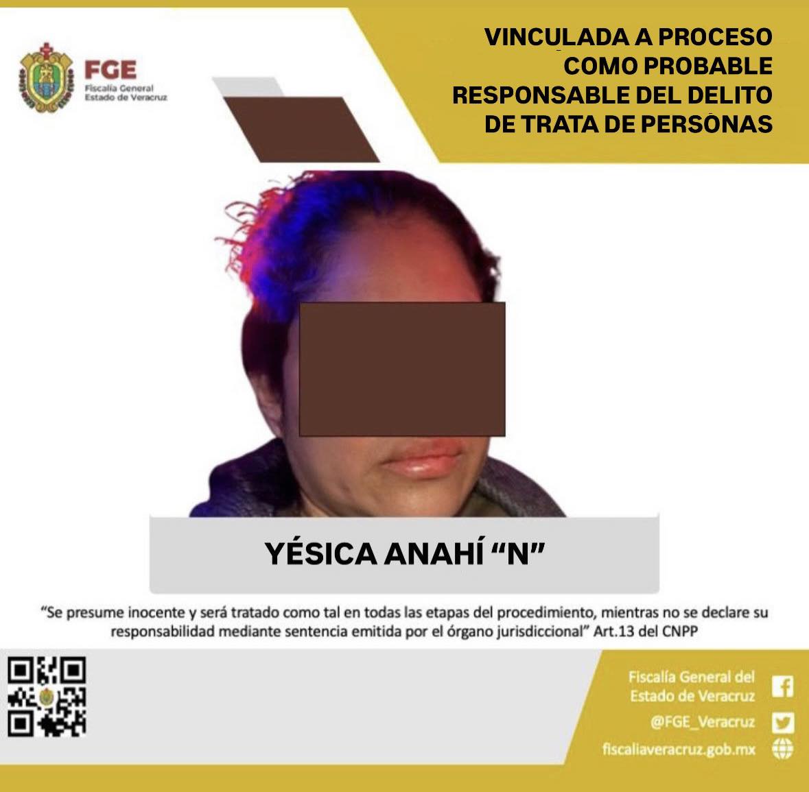 VINCULADA A PROCESO COMO PROBABLE RESPONSABLE DEL DELITO DE TRATA DE PERSONAS EN AGRAVIO DE MUJERES DE NACIONALIDAD COLOMBIANA