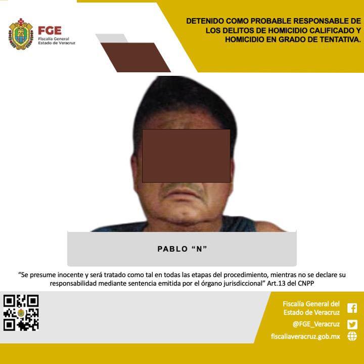 DETENIDO COMO PROBABLE RESPONSABLE DE LOS DELITOS DE HOMICIDIO CALIFICADO Y HOMICIDIO EN GRADO DE TENTATIVA.