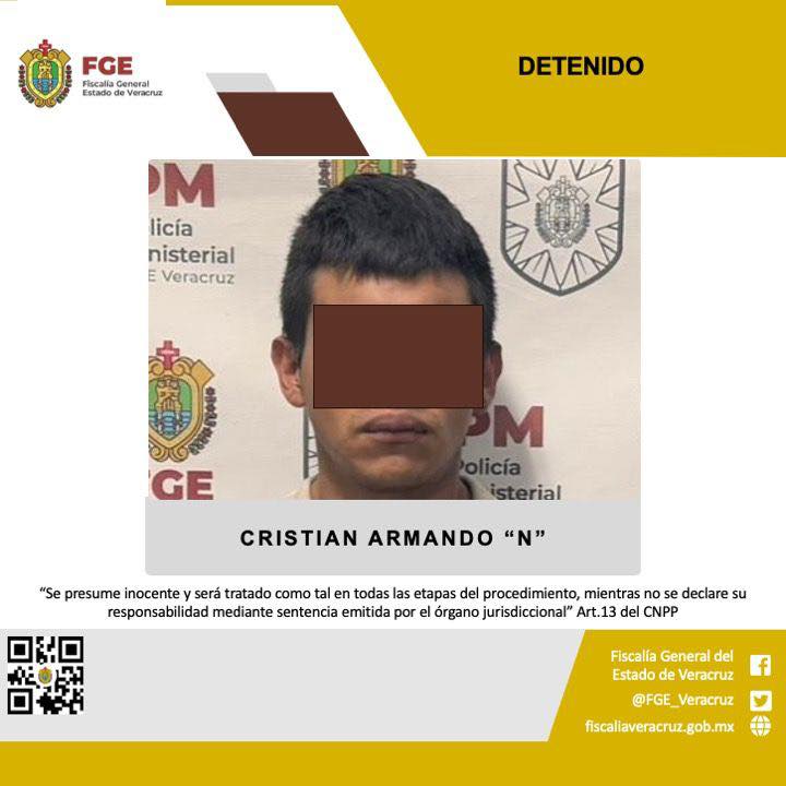 FGE INFORMA LA DETENCIÓN DE CRISTIAN ARMANDO “N” INVESTIGADO POR SU PROBABLE RELACIÓN CON EL HOMICIDIO DE UN EMPLEADO DEL PODER JUDICIAL