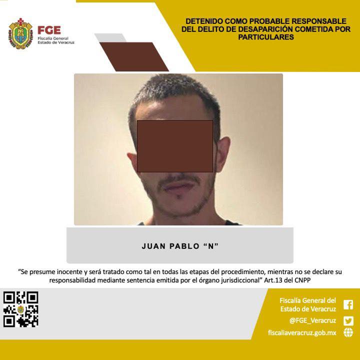 DETENIDO COMO PROBABLE RESPONSABLE DEL DELITO DE DESAPARICIÓN COMETIDA POR PARTICULARES