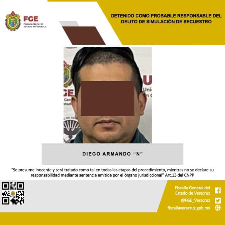 DETENIDO COMO PROBABLE RESPONSABLE DEL DELITO DE SIMULACIÓN DE SECUESTRO