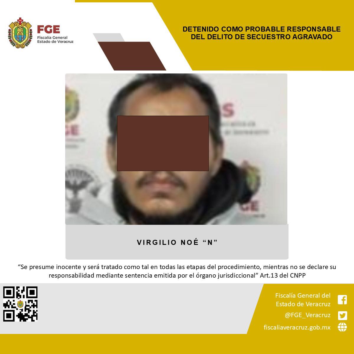 DETENIDO COMO PROBABLE RESPONSABLE DEL DELITO DE SECUESTRO AGRAVADO