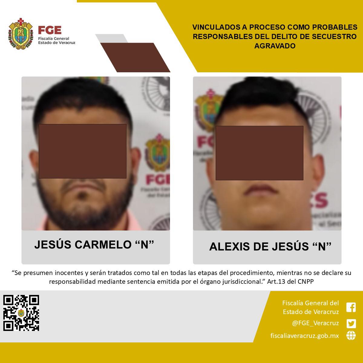 VINCULADOS A PROCESO COMO PROBABLES RESPONSABLES DEL DELITO DE SECUESTRO AGRAVADO