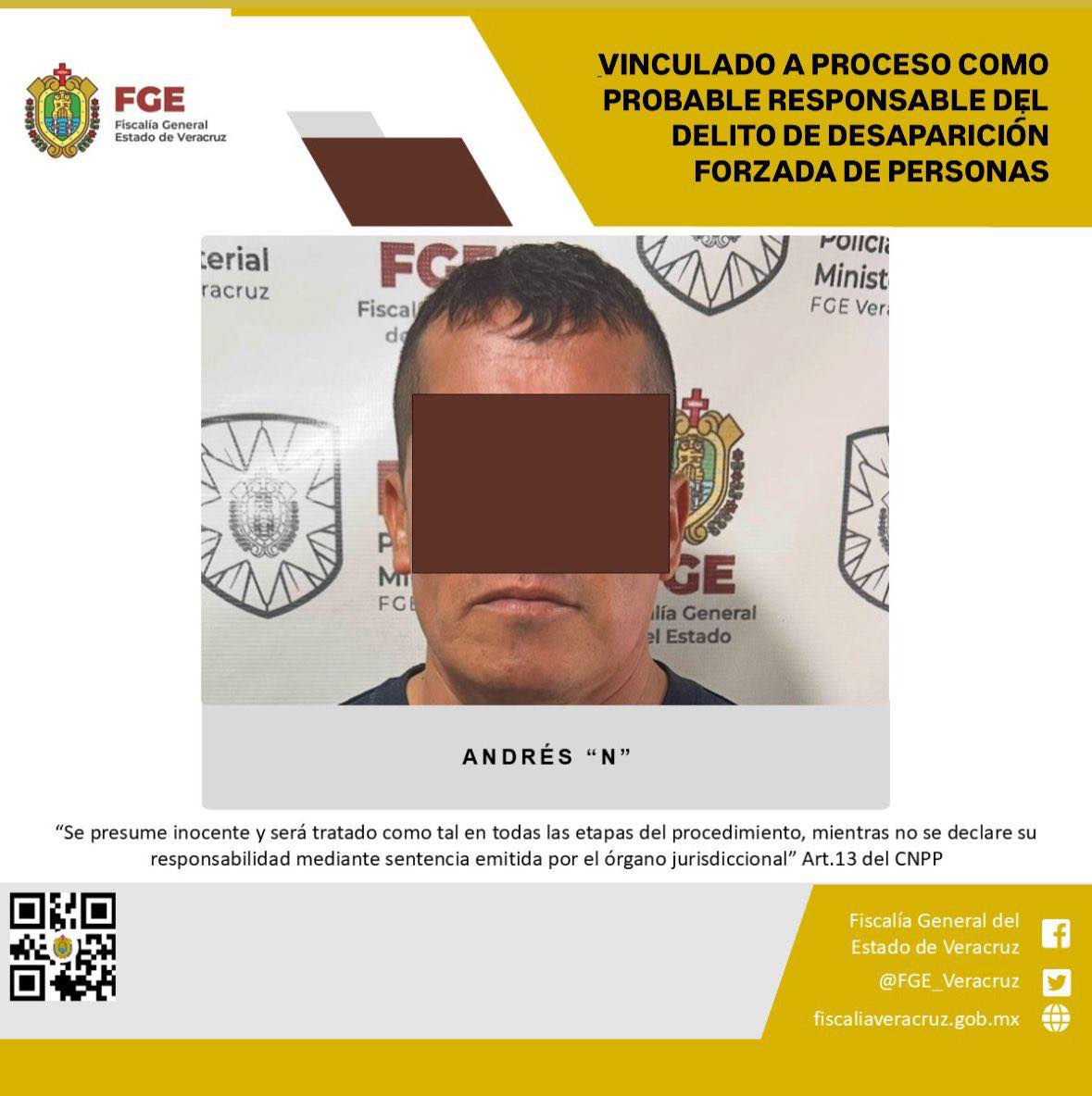 PRISIÓN PREVENTIVA A POLICÍA ESTATAL COMO PROBABLE RESPONSABLE DEL DELITO DE DESAPARICIÓN FORZADA DE PERSONAS