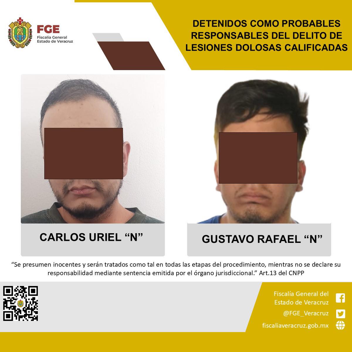 DETENIDOS COMO PROBABLES RESPONSABLES DEL DELITO DE LESIONES DOLOSAS CALIFICADAS