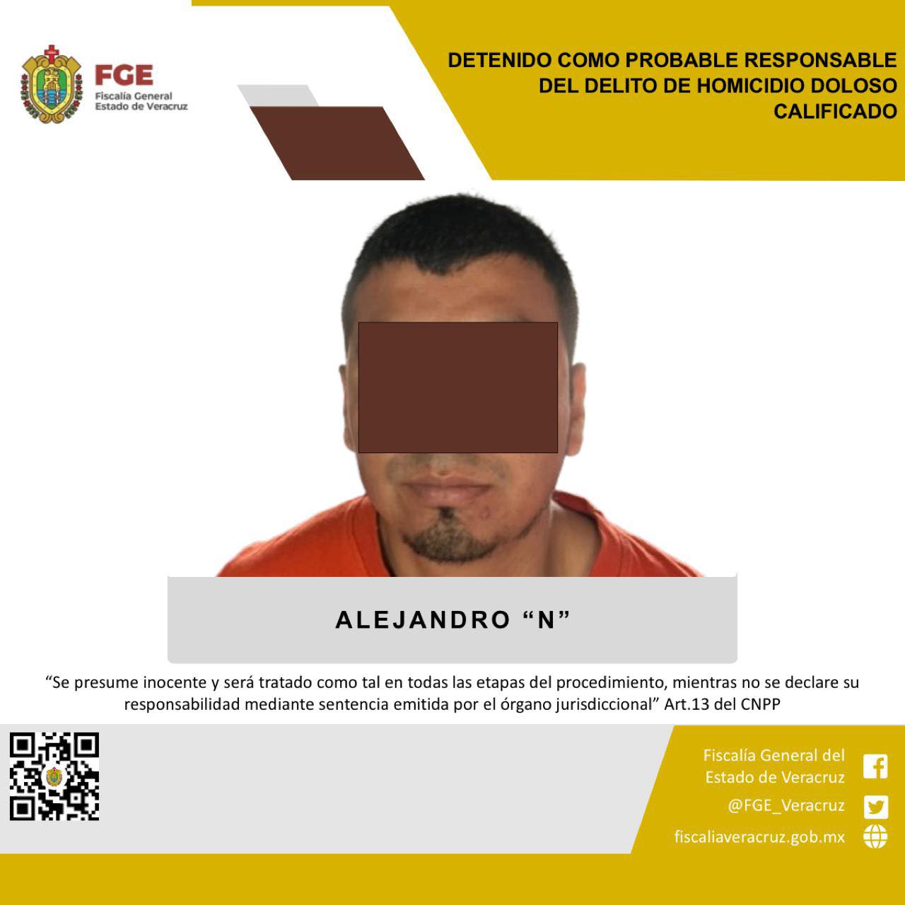 DETENIDO COMO PROBABLE RESPONSABLE DEL DELITO DE HOMICIDIO DOLOSO CALIFICADO