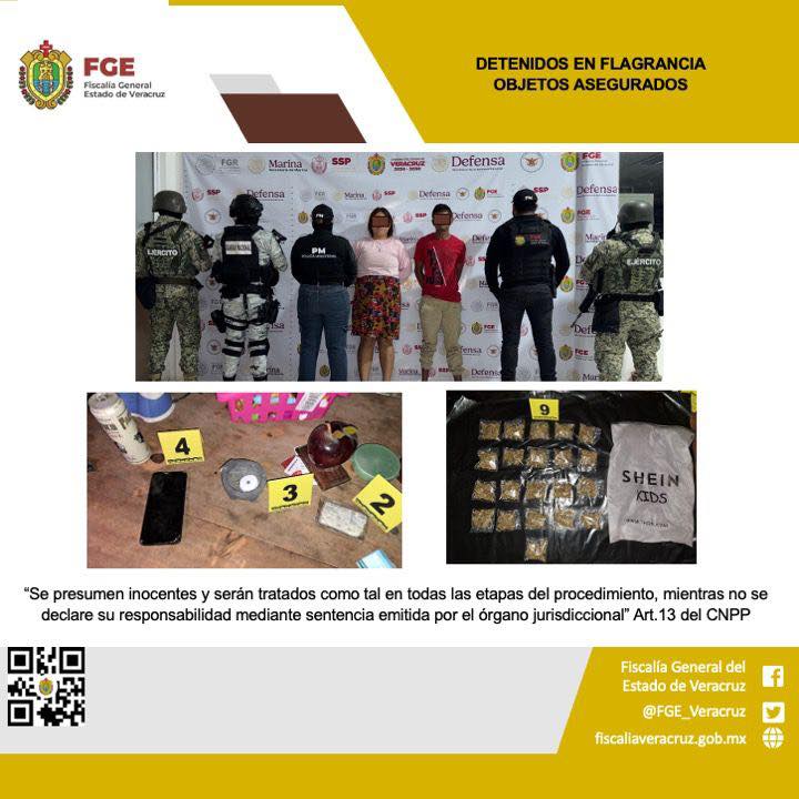 DETENIDAS EN FLAGRANCIA DOS PERSONAS Y OBJETOS ASEGURADOS EN OPERATIVO DE CATEO CON FUERZAS FEDERALES EN VERACRUZ