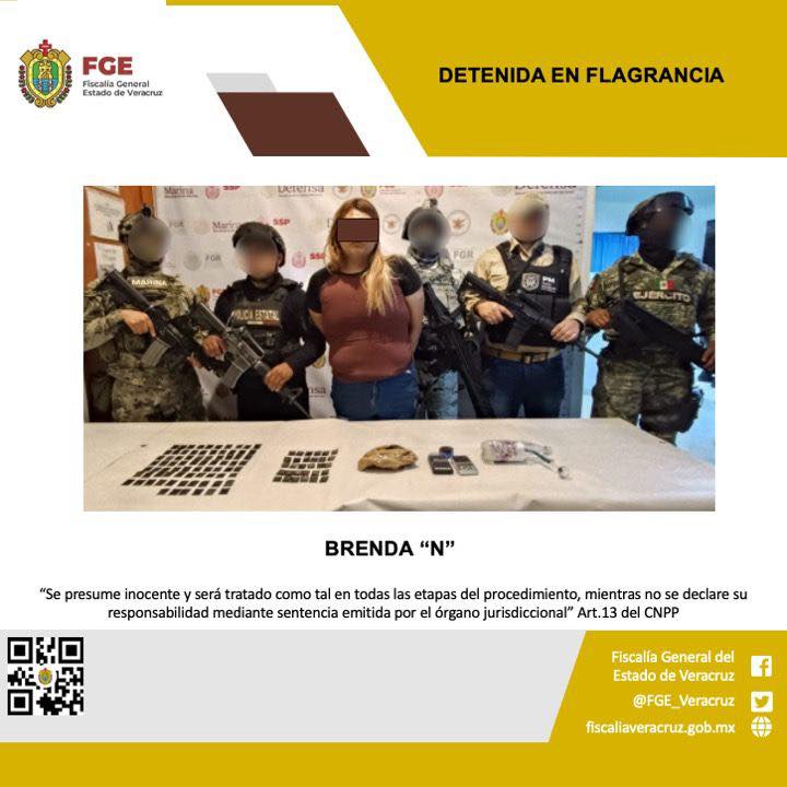 DETENIDA EN FLAGRANCIA EN OPERATIVO CONJUNTO CON FUERZAS FEDERALES EN TUXPAN