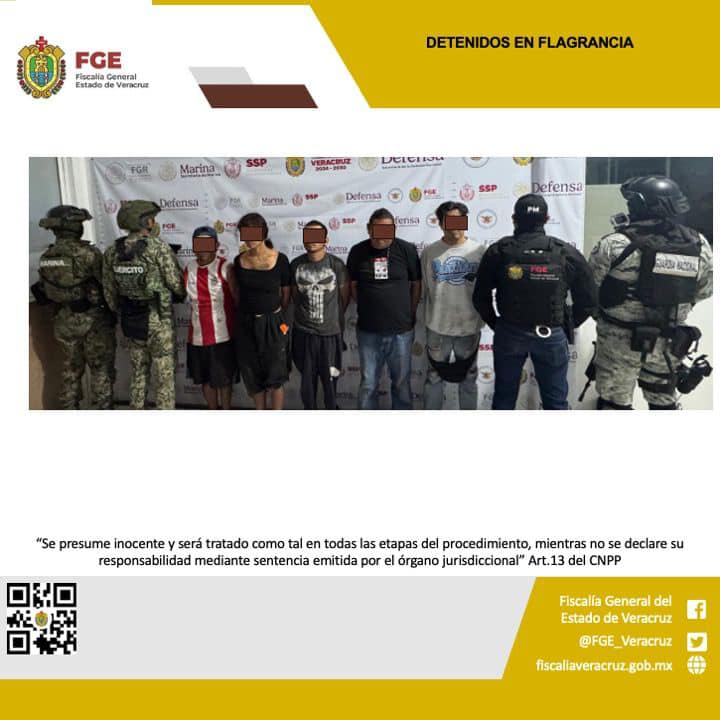 DETENIDAS EN FLAGRANCIA CINCO PERSONAS Y ASEGURAMIENTO DE ENERVANTES Y VEHÍCULOS EN OPERATIVO DE CATEO CON FUERZAS FEDERALES EN VERACRUZ