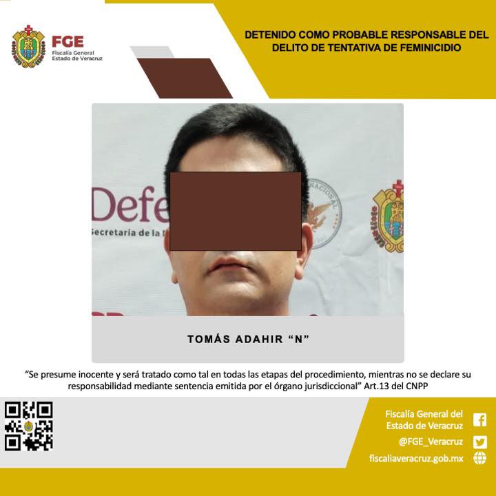 DETENIDO COMO PROBABLE RESPONSABLE DEL DELITO DE TENTATIVA DE FEMINICIDIO EN CÓRDOBA