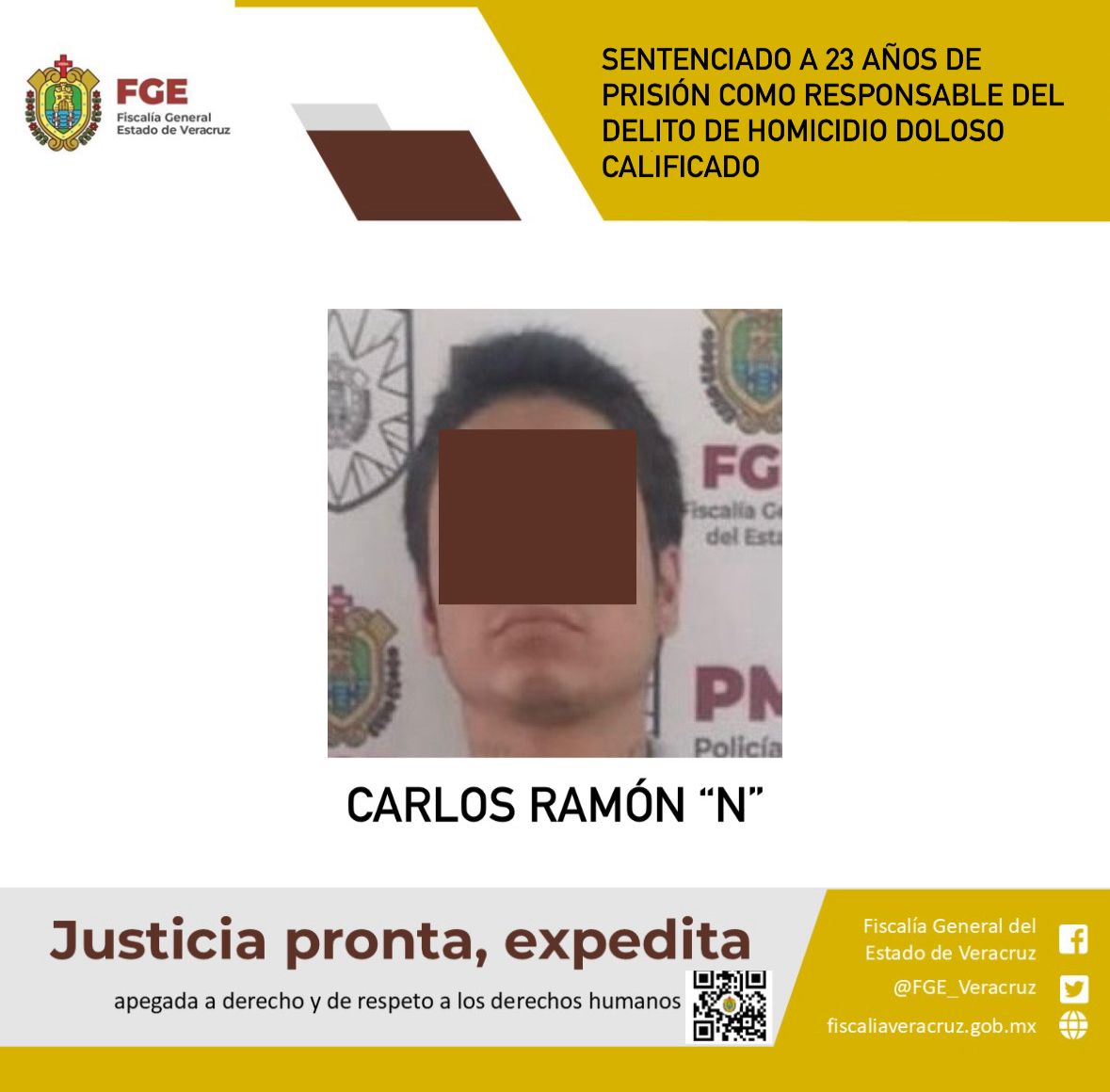 SENTENCIADO A 23 AÑOS DE PRISIÓN COMO RESPONSABLE DEL DELITO DE HOMICIDIO DOLOSO CALIFICADO