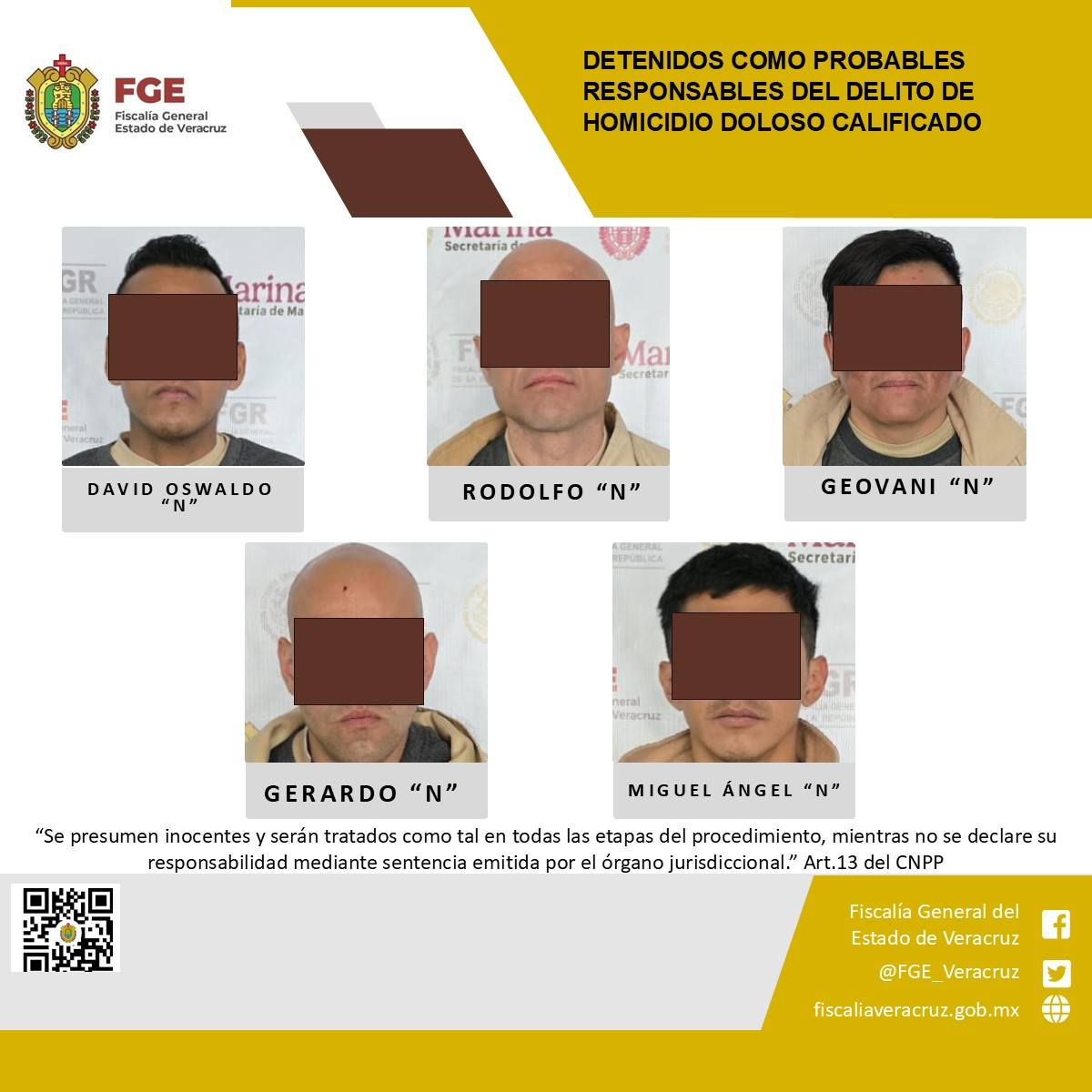 DETENIDOS COMO PROBABLES RESPONSABLES DEL DELITO DE HOMICIDIO DOLOSO CALIFICADO