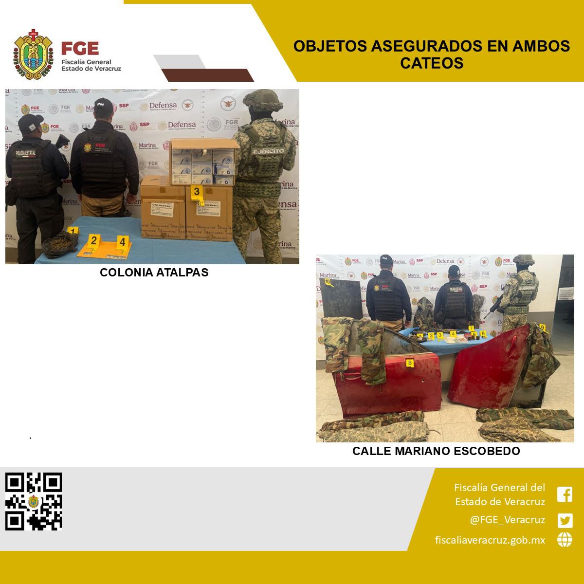 OBJETOS ASEGURADOS EN DOS OPERATIVOS DE CATEO CON FUERZAS FEDERALES Y ESTATALES EN ALTOTONGA