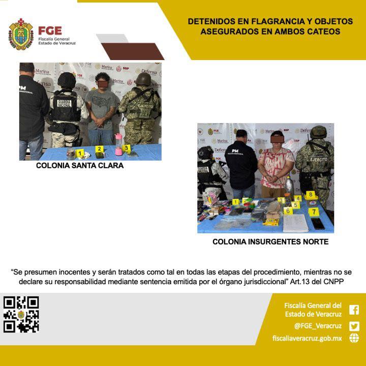 DOS PERSONAS DETENIDAS Y OBJETOS ASEGURADOS EN DOS OPERATIVOS DE CATEO CON FUERZAS FEDERALES Y ESTATALES EN MINATITLÁN