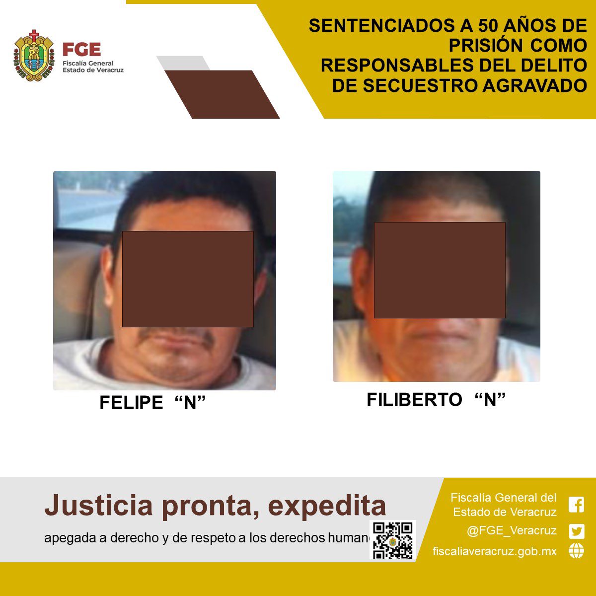 SENTENCIADOS A 50 AÑOS DE PRISIÓN COMO RESPONSABLES DEL DELITO DE SECUESTRO AGRAVADO