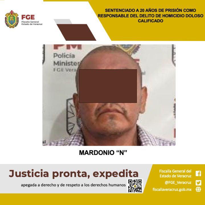 SENTENCIADO A 20 AÑOS DE PRISIÓN COMO RESPONSABLE DEL DELITO DE HOMICIDIO DOLOSO CALIFICADO