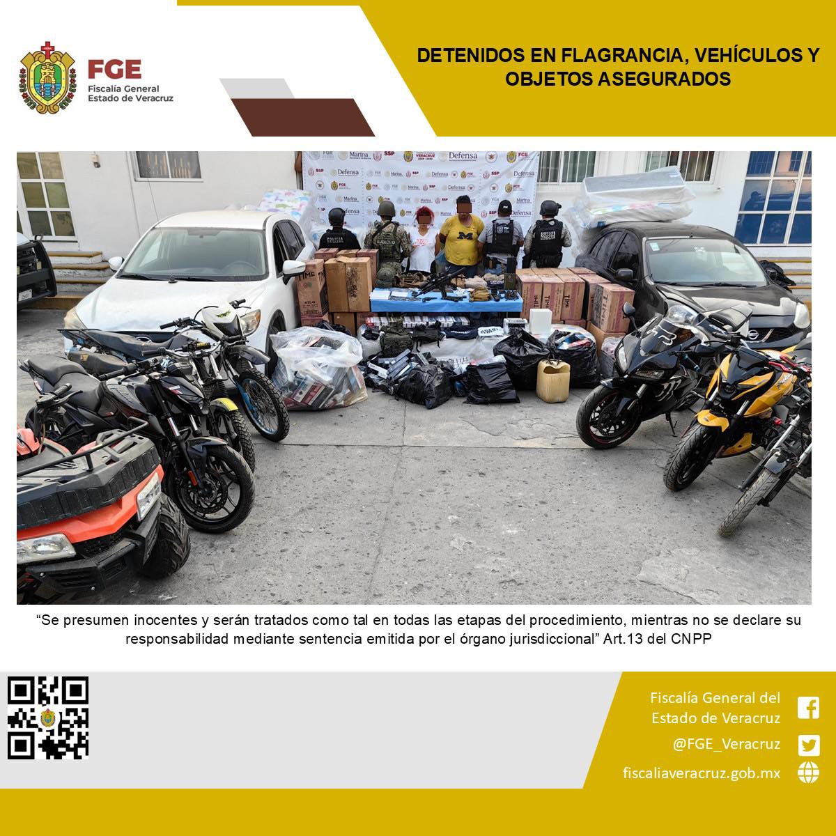 DOS PERSONAS DETENIDAS, VEHÍCULOS Y OBJETOS ASEGURADOS EN OPERATIVO DE CATEO CON FUERZAS FEDERALES Y ESTATALES EN TIERRA BLANCA