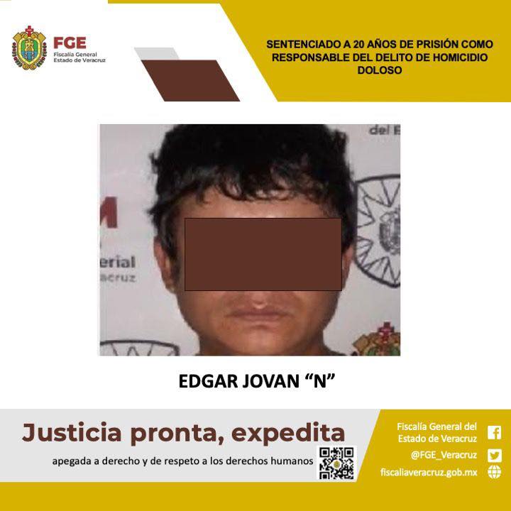 SENTENCIADO A 20 AÑOS DE PRISIÓN COMO RESPONSABLE DEL DELITO DE HOMICIDIO DOLOSO
