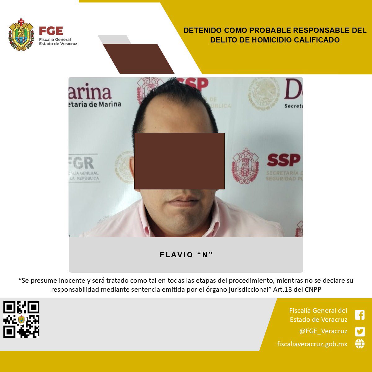DETENIDO COMO PROBABLE RESPONSABLE DEL DELITO DE HOMICIDIO CALIFICADO