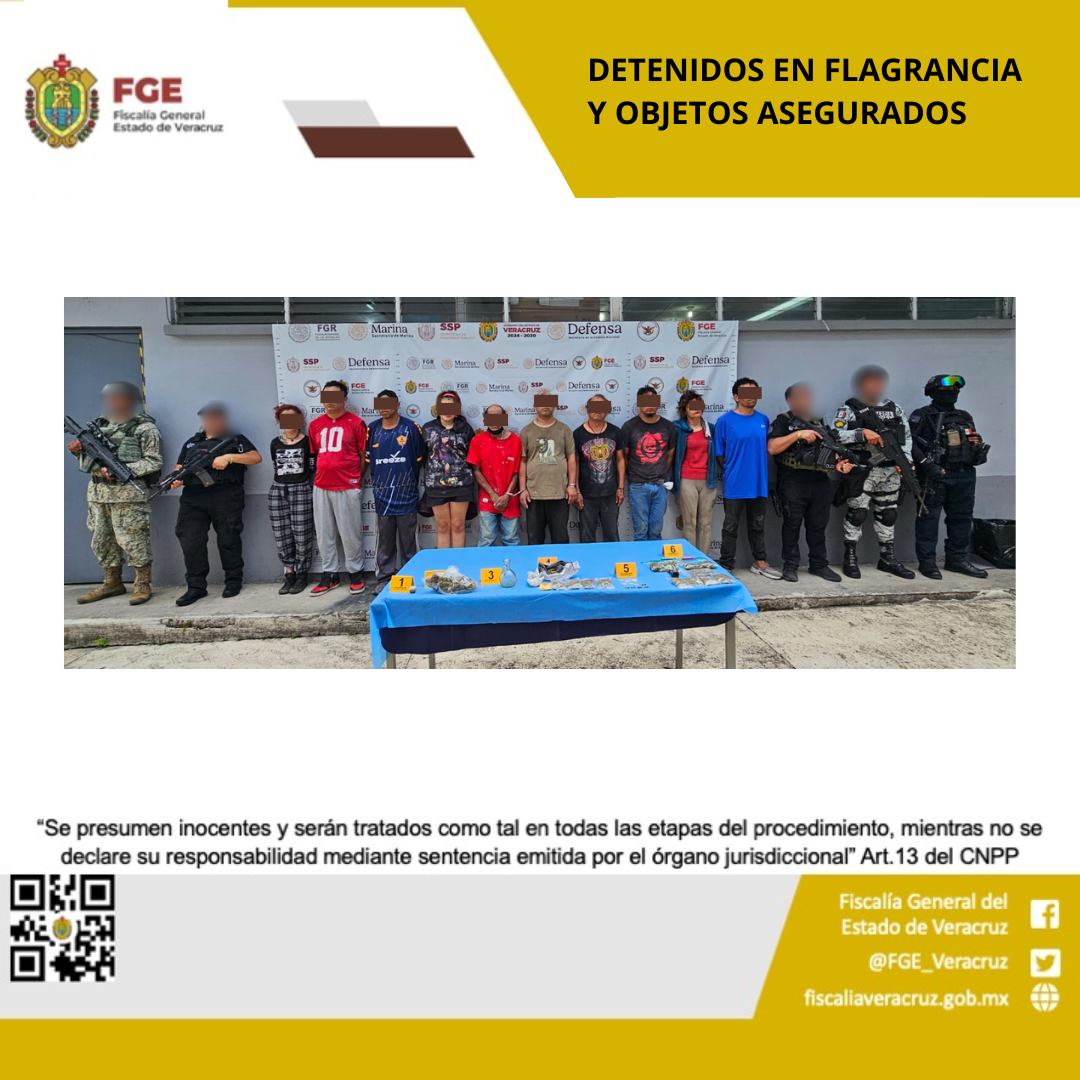 10 PERSONAS DETENIDAS Y OBJETOS ASEGURADOS EN OPERATIVO DE CATEO CON FUERZAS FEDERALES Y ESTATALES EN XALAPA