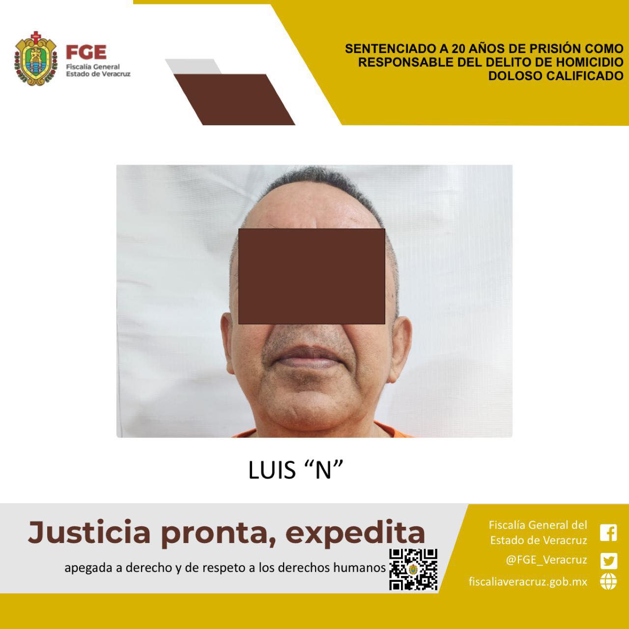 Sentenciado a 20 años de prisión como responsable del delito de homicidio doloso calificado