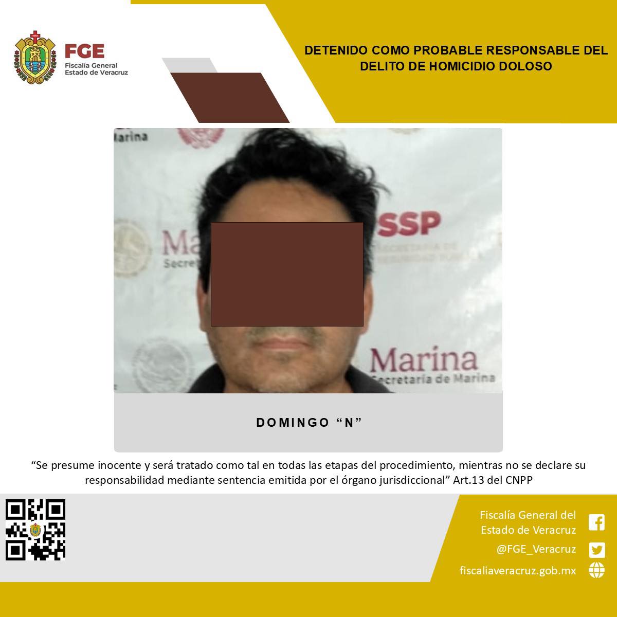 DETENIDO COMO PROBABLE RESPONSABLE DEL DELITO DE HOMICIDIO DOLOSO