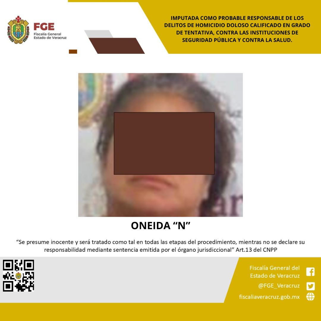 IMPUTADA COMO PROBABLE RESPONSABLE DE LOS DELITOS DE HOMICIDIO DOLOSO CALIFICADO EN GRADO DE TENTATIVA, CONTRA LAS INSTITUCIONES DE SEGURIDAD PÚBLICA Y CONTRA LA SALUD.