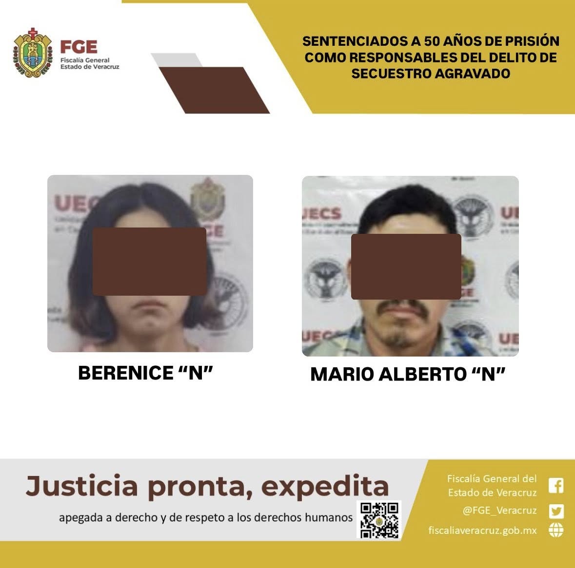 SENTENCIADOS A 50 AÑOS DE PRISIÓN COMO RESPONSABLES DEL DELITO DE SECUESTRO AGRAVADO
