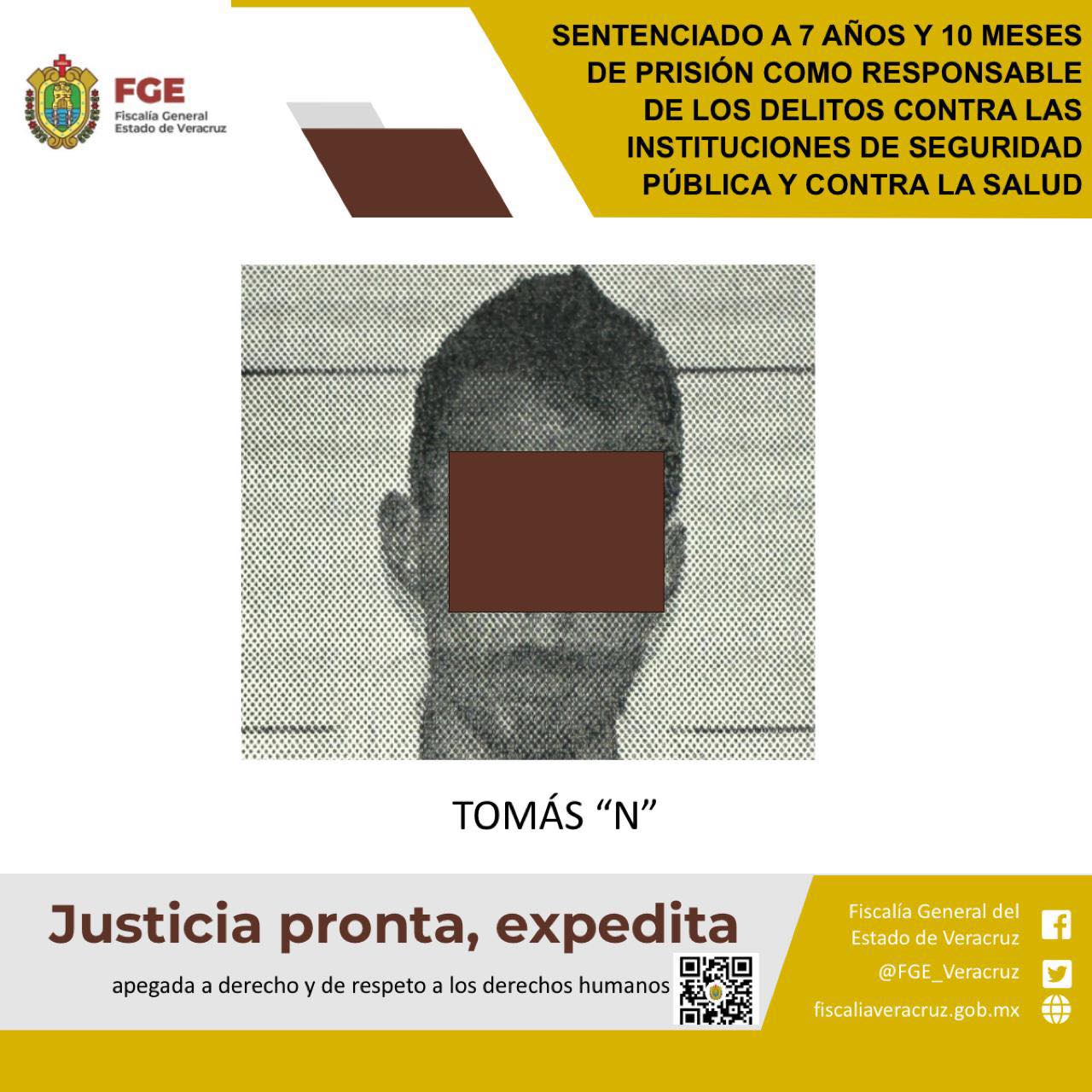 Sentenciado a 7 años y 10 meses de prisión como responsable de los delitos contra las instituciones de seguridad pública y contra la salud