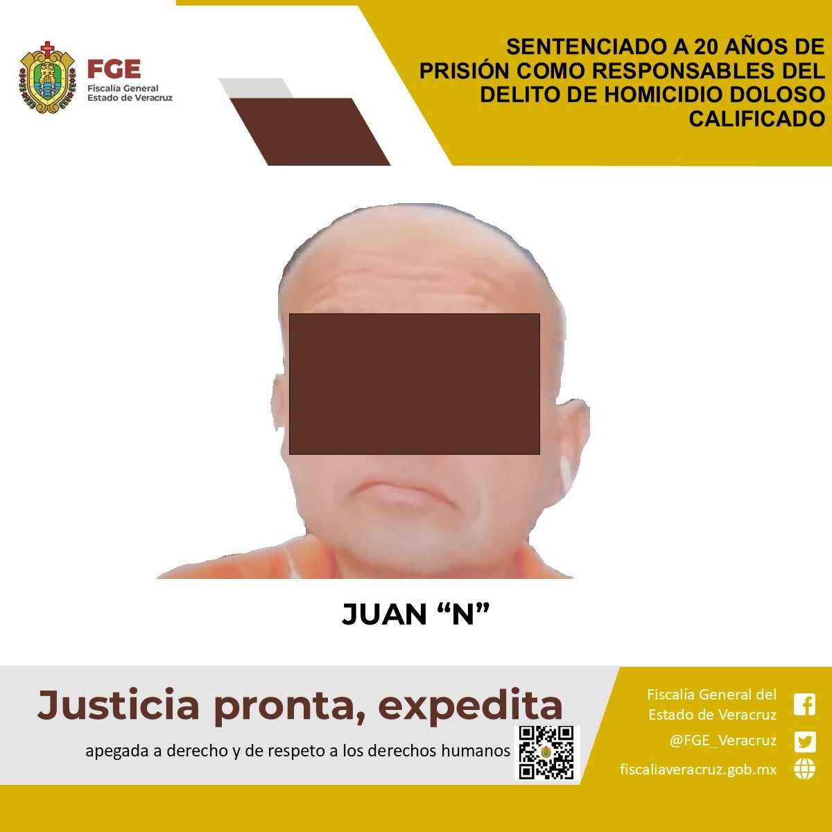Sentenciado a 20 años de prisión como responsable del delito de homicidio doloso calificado
