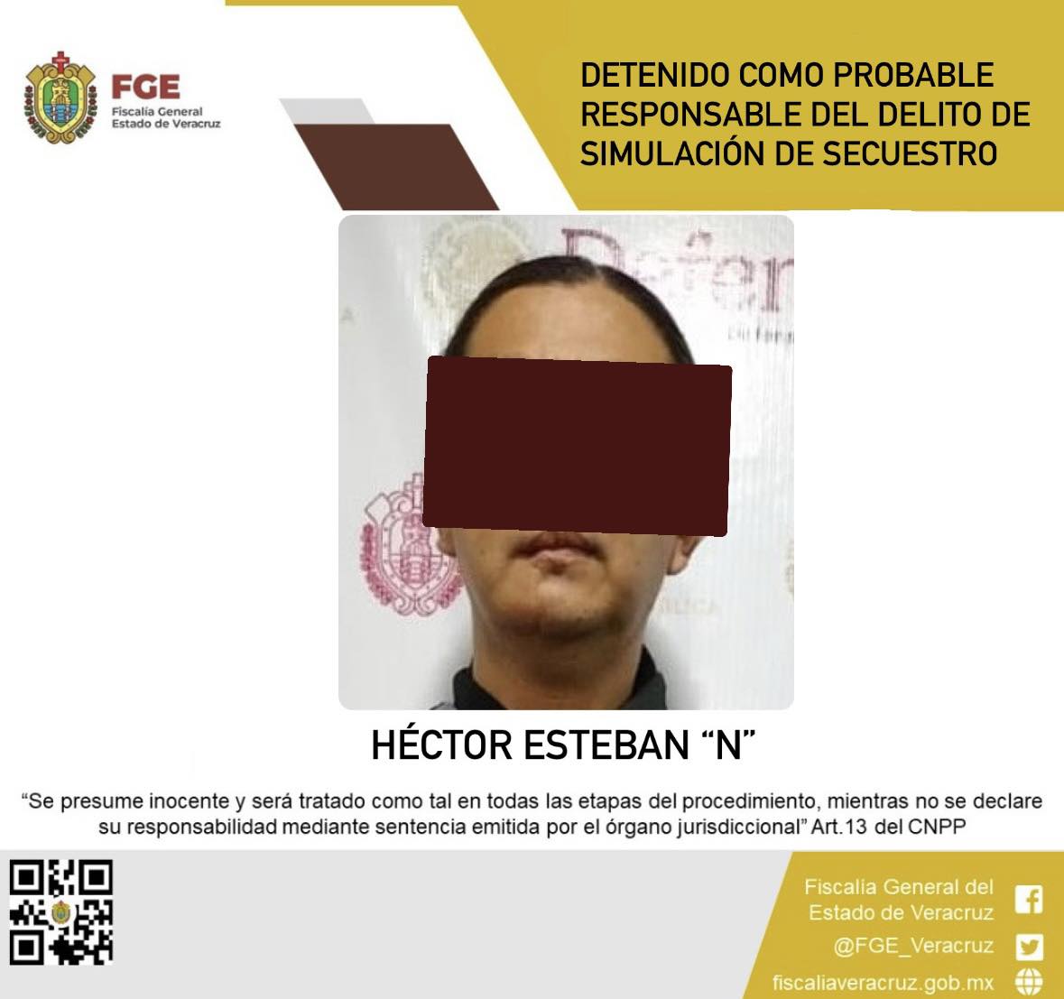 Detenido como probable responsable del delito de simulación de secuestro