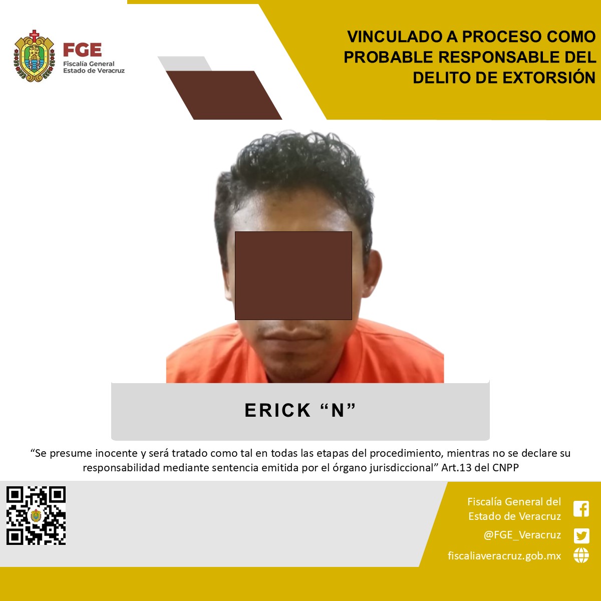 Vinculado a proceso como probable responsable del delito de extorsión