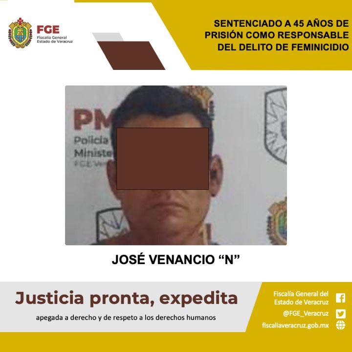 SENTENCIADO A 45 AÑOS DE PRISIÓN COMO RESPONSABLE DEL DELITO DE FEMINICIDIO